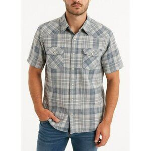 Desert Son Flag & Anthem Men's Plaid Shirt 2XL Blue Western Cowboy Rockabilly
